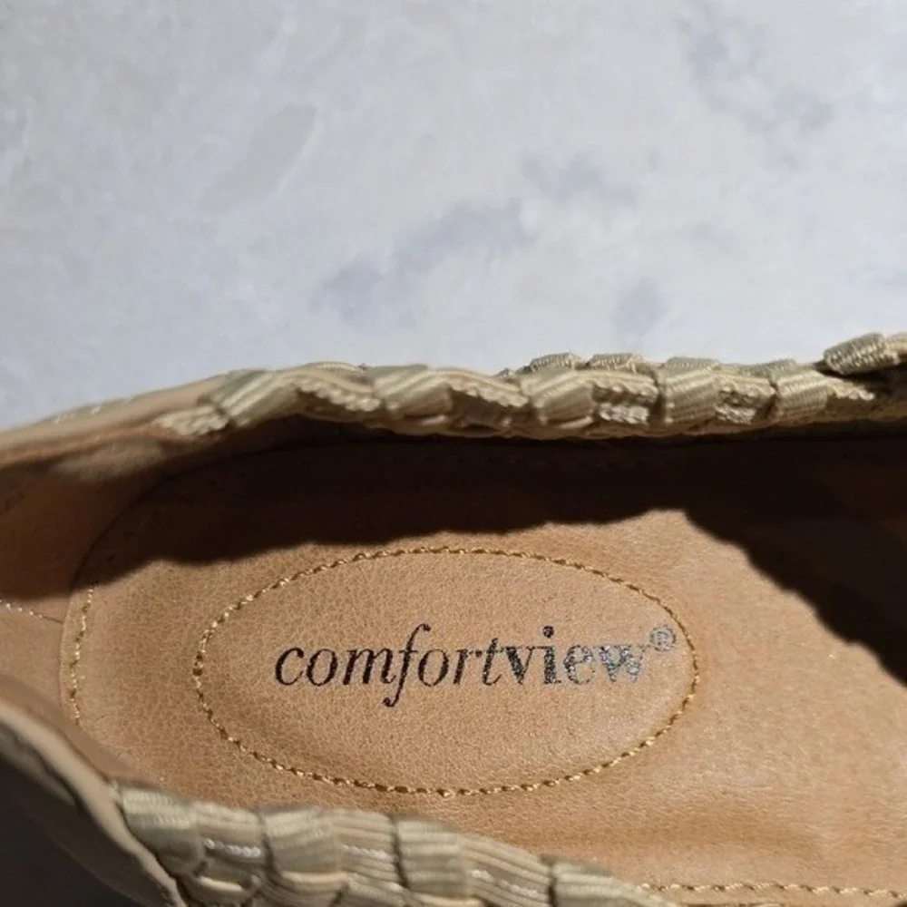 Comfortview Heleena Woven Flats Beige Basketweave Slip On Shoes Womens 7W